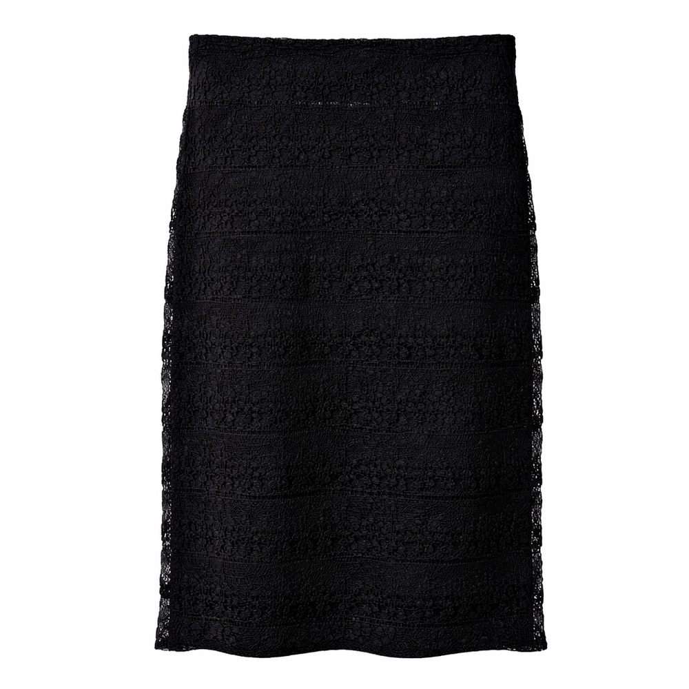 Ralph Lauren Black Lace Pencil Skirt Small Stretch Lined Office Siren Date Night